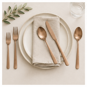 Matte Rose Gold Cutlery Set Stainless Steel Flatware Set for Wedding & Hotel Modern Satin Finish Knife Fork <b>Spoon</b> Silverware - Product Image 4
