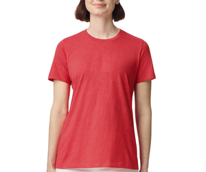 เสื้อยืดคอกลมแขนสั้นสีแดงสำหรับผู้หญิง ผ้าฝ้ายเจอร์ซีย์ 100% ทรงลำลอง สวมใส่สบาย ระบายอากาศได้ดี เหมาะกับทุกฤดูกาล - Product Image 1