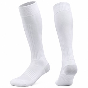 Premium Knee High Soccer <b>Socks</b> White Spandex/<b>Polyester</b> Breathable Knitted Solid Color Adult Sports <b>Socks</b> Winter Sweat-Absorbent - Product Image 1
