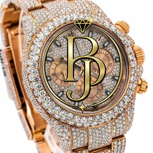 Reloj de Hombre de Alta Gama Personalizado con Diamantes Moissanite de Shanghái, Caja de Acero Inoxidable en Oro Rosa de 40 mm con Diseño de Corona y Corte Brillante - Product Image 2