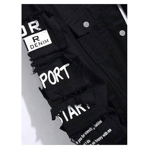 <b>Men's</b> Denim <b>Jacket</b> Letter Graphic Button Down Flap Pocket <b>Long</b> Sleeve Casual Streetwear Fashion Outerwear Stylish Urban Coat - Product Image 2