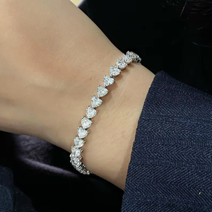 Lovers Moissanite Heart Cut Diamond Tennis <b>Bracelet</b> For Women's 925 Sterling <b>Silver</b> Fine Engagement Proposal Gift For Lovers - Product Image 1