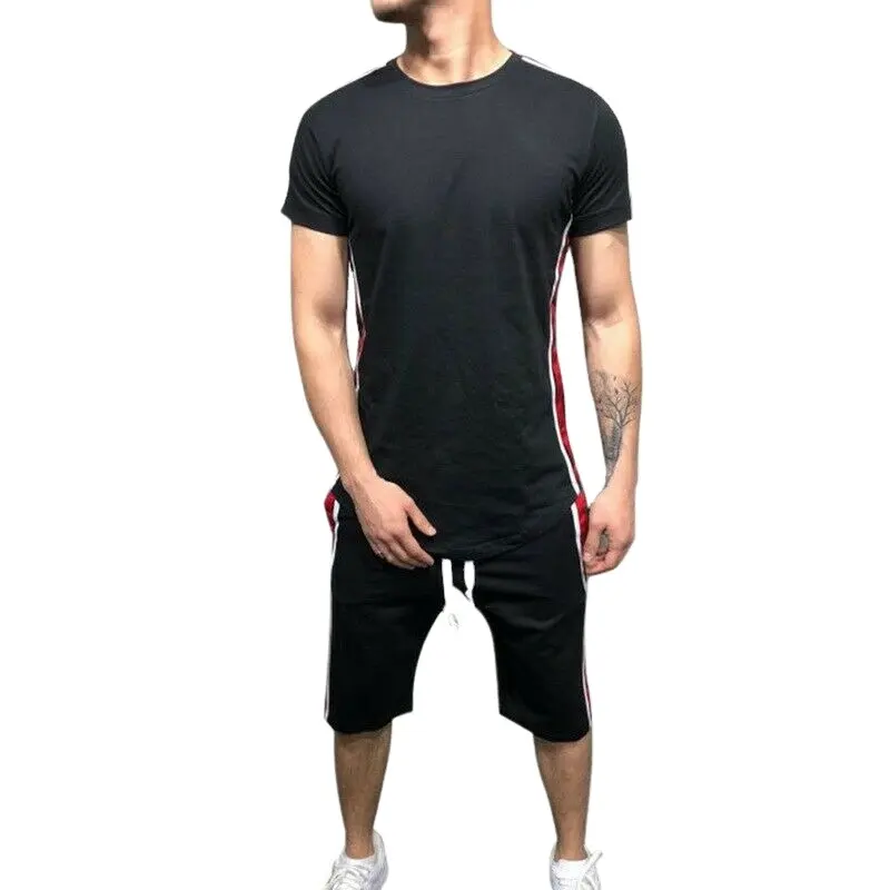 Мужская летняя спортивная футболка, футболка, топ, шорты, штаны, спортивный костюм, набор, костюмы для фитнеса, мужская летняя футболка с логотипом и шорты, комплект