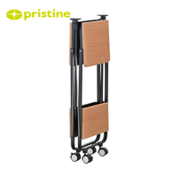 Chariot de bar pliable moderne en fer, multifonctionnel et peu encombrant, facile à assembler, avec plateau en bois pour la maison, design métallique moderne