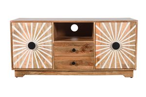 Solid Wood <b>TV</b> Unit with Premium Natural Finish and Durable Construction Modern Living Room Entertainment Furniture - Product Image 2