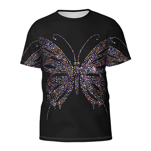 T-shirts personnalisés en gros avec strass pour hommes, 100 % coton, style urbain, respirants, séchage rapide, col rond, manches courtes, coupe ample - Product Image 4