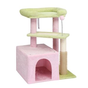 Torre per Gatti a Più Livelli Cozy Cat Condo da 27,5 Pollici con Tiragraffi e Cuccia Imbottita per Gattini, Imballaggio in Cartone per Interni - Product Image 1