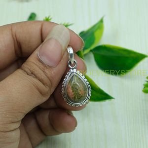 Colgante de Jaspe Unakita Natural, Colgante de Plata de Ley 925, Diseño Hecho a Mano, Joyería de Jaspe, Regalo de Navidad o Cumpleaños para Ella - Product Image 5