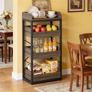 Wooden <b>Storage</b> Rack with Drawers Snack and <b>Basket</b> Rack Durable Drainage Solution - Product Image 2