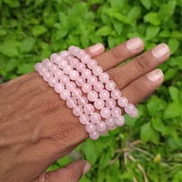 Pulsera de Cuarzo Rosa de 8mm, Hecha a Mano, Elástica, con Cuentas de Piedras Preciosas, Suministro de Fábrica