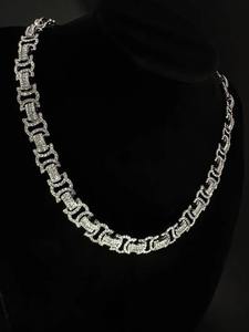 Emerald Cut 18K Solid Gold Natural Stone Chain <b>Bracelet</b> Rhodium Plated Geometric Classic Hip Hop Unisex IGI Certified Wedding - Product Image 3