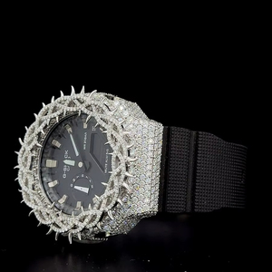 Reloj Moissanite de calidad premium estilo Thorn, modelo GA 2100, caja completamente cubierta de moissanite, aprobado por el probador de diamantes. - Product Image 1