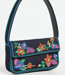 Crochet Shoulder <b>Bag</b> With Crab Embroidery <b>Blue</b> White Waves Preppy Style Single Handle Summer Daily Use Water Resistant - Product Image 3