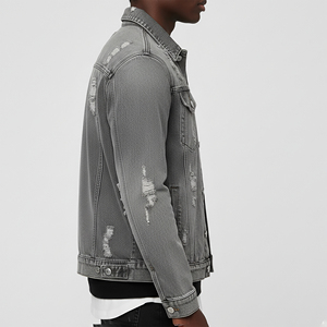 High Quality Custom Made Fashionable Relaxed Fit Winter Wear <b>Denim</b> <b>Jacket</b> Windproof Warm Ripped Off Turn Down Collar <b>Jacket</b> - Product Image 5