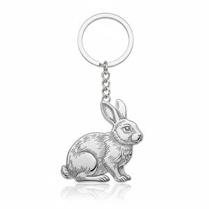 Lindo llavero de metal de aleación de zinc con diseño de conejo en esmalte de color, regalo personalizado de diseño. - Product Image 4