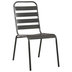 Juego de comedor de patio de acero de 9 piezas gris oscuro para uso en el jardín - Product Image 4