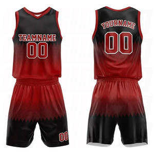 Uniformes de basket-ball personnalisés en gros Royal-Black, logo et nom imprimés, pour hommes adultes, en mesh, col en V, sans manches, respirants - Product Image 1