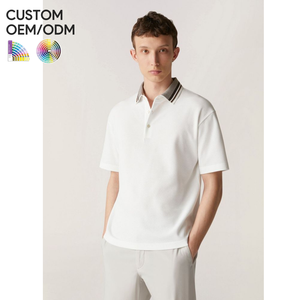 Mens 100% Cotton Solid Casual Short Sleeve OEM ODM Support Front Logo Breathable Knitted for <b>Shirt</b> Customized Color & Design - Product Image 3