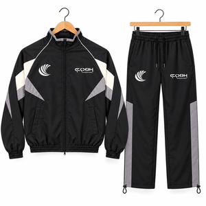 Conjunto Deportivo Unisex de Manga Larga con Cierre, Diseño Deportivo con Bloques de Color, Transpirable, de Poliéster, para Adultos, Ropa de Otoño - Product Image 1
