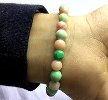 กำไลข้อมือหลายเส้น ประดับโอปอลสีชมพู + ไครโซเพรส กำไลลูกปัด กำไลสวยงาม ขนาด 7 มม. กำไลพลอยธรรมชาติหลากสี - Product Image 3