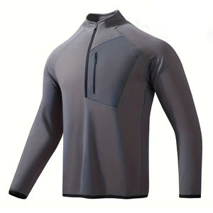 T-shirt de course pour homme à col montant zippé, manches longues, anti-transpiration, séchage rapide, idéal pour l'entraînement sportif – Meilleure vente - Product Image 1