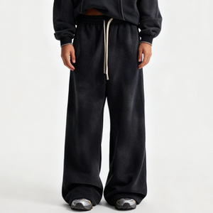 Wholesale High Quality Heavyweight Cotton Terry Oversized Sweatpants Wide-leg Custom Washed Sweatpants for Men Wear - Product Image 1