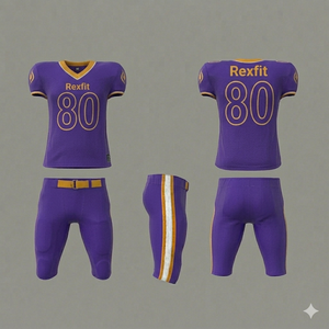Rexfit Sports Custom American Football Kit Youth Sublimated Jersey with Elastic Fit <b>Padded</b> <b>Pants</b> Team Wear - Product Image 5