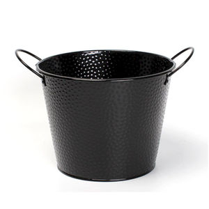 Seau en fer galvanisé noir martelé avec poignées, seau décoratif vintage pour la décoration de la maison et du jardin - Product Image 1