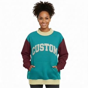 Novedad: Sudadera de cuello alto para mujer, de invierno, 80% algodón, 20% poliéster, forro polar, personalizable, con bajo de doble tono y bolsillo canguro. - Product Image 4