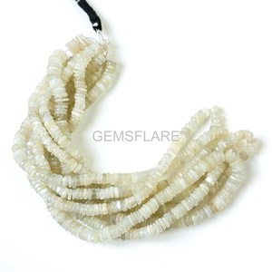 Cuentas de piedra lunar blanca natural de 5-6 mm, cuentas sueltas lisas para la fabricación de joyería, venta al por mayor por fabricante. - Product Image 1