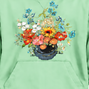Sweat-shirt à capuche vert menthe avec motif floral coloré, coupe oversize, poche kangourou, style décontracté et tendance - Product Image 6