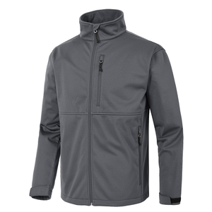 Chaqueta Deportiva Gris para Hombre, de Forro Polar, Cortavientos, con Cuello Alto y Cierre de Cremallera, Informal, para Exteriores, Corte Regular, de Poliéster, con Frente de Tejido Softshell - Product Image 4