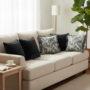 SOGA 5PC Elegant Medieval Style Gray Floral Ruffle Pillowcase Set Raised <b>Velvet</b> for Sofa and Bed <b>Cushion</b> <b>Covers</b> - Product Image 2