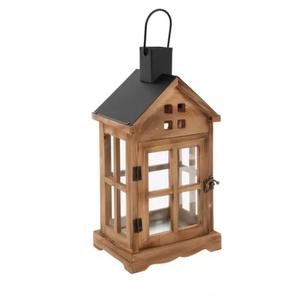 Lanternes à bougies en bois, ensemble décoratif de 2 lanternes de sol blanchies à la chaux, lanternes suspendues pour la décoration de la maison - Product Image 2