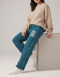 <b>Women</b> Breathable Printed Side Button <b>Sweat</b> <b>Pants</b> Casual 100% Cotton Full Length Fashion Street Wear Printing Side Button <b>Pants</b> - Product Image 6