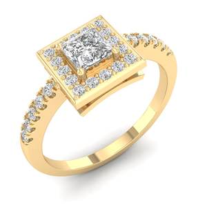 Bague de fiançailles solitaire REYES personnalisée en or jaune massif 14 carats avec diamant certifié IGI, bijou de mariage classique le plus vendu - Product Image 2