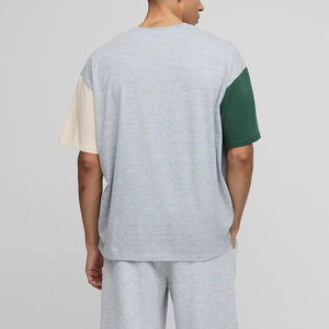 เสื้อยืดฮิปฮอปผู้ชายทรงหลวมผ้าฝ้าย 100% สั่งทำพิเศษ สีสันตัดกัน พิมพ์ลายโลโก้ด้วยเทคนิคซิลค์สกรีน ไหล่ตก แห้งเร็ว - Product Image 5