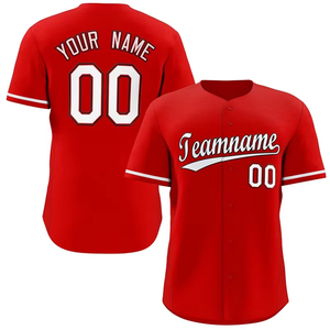 Camiseta de Béisbol Sublimada Personalizada para Hombre, Roja, Manga Corta, con Botones, Malla de Poliéster, Uniforme de Equipo, 180g, Cuello de Béisbol - Product Image 2