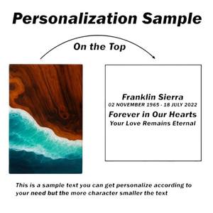 Urne funéraire en résine motif vague océanique en bois de rose – Souvenir commémoratif de crémation - Product Image 2