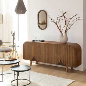 Aparador redondo de madera de mango Vandana Radiant Flux - Product Image 1