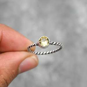 Citrine Gemstone Handmade 925 Sterling Silver Twisted Band <b>Ring</b> Single Stone Jewelry Gift - Product Image 1