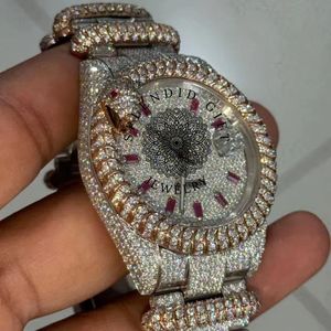 Splendid Gift Jewelry Luxury Moissanite & Silver <b>Watch</b> 28mm Case Sapphire Crystal Dial ETA Quartz Movement Hidden <b>Clasp</b> <b>for</b> Men - Product Image 4