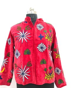 Veste de mode indépendante pour femme, en velours à motifs floraux colorés, faite main, durable, style blazer, pour l'hiver et l'automne, idéale pour la superposition, collection boutique - Product Image 3