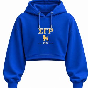 เสื้อฮู้ดครอปผู้หญิง Sigma Gamma Rho สีน้ำเงินรอยัล พร้อมโลโก้ SGRho แบบสั่งทำพิเศษ เสื้อฮู้ดลำลองสไตล์กรีกสำหรับชมรมนักศึกษา - Product Image 1