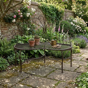 KHP Luxury Classic European Wrought Iron Hand Forged Artistic Seating Powder Coated Outdoor <b>2</b>-<b>Seater</b> <b>Garden</b> Park <b>Bench</b> - Product Image 3