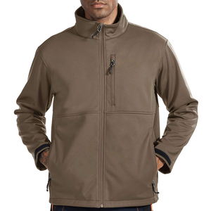 Chaqueta Deportiva Gris para Hombre, de Forro Polar, Cortavientos, con Cuello Alto y Cierre de Cremallera, Informal, para Exteriores, Corte Regular, de Poliéster, con Frente de Tejido Softshell - Product Image 3