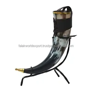 Vente chaude médiévale 4 pièces ensemble véritable corne de boeuf verres Viking cornes à boire support poli corne de buffle décoratif par FWE - Product Image 1
