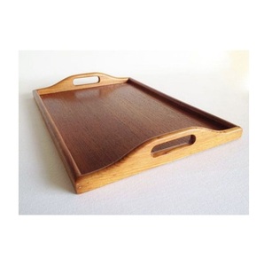 Plateau de petit-déjeuner en bois de qualité supérieure, plateau de service en bois massif naturel pour café, thé, collations, fruits, table à manger et usage quotidien - Product Image 5