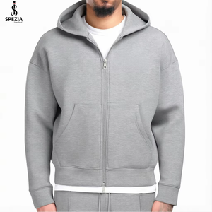 Sweat à capuche zippé oversize pour homme 100 % coton molletonné, style streetwear pour l'automne - Product Image 1
