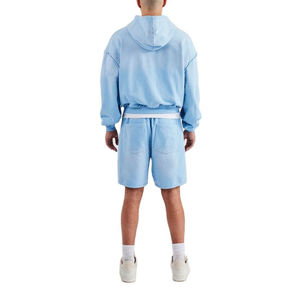 Conjunto Deportivo Personalizado OEM para Invierno, Transpirable, 100% Algodón, Talla Grande, 2 Piezas, Sudadera con Capucha y Pantalones Cortos para Hombre - Product Image 4